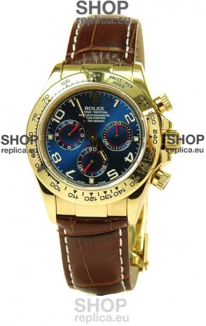 Rolex Daytona Cosmograph Swiss Replica Gold Plated Watch in Blue Dial