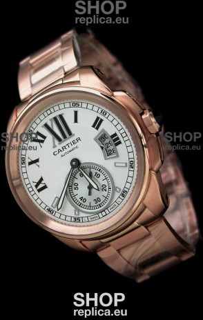 Calibre De Cartier Japanese Automatic Replica Watch in Rose Gold 