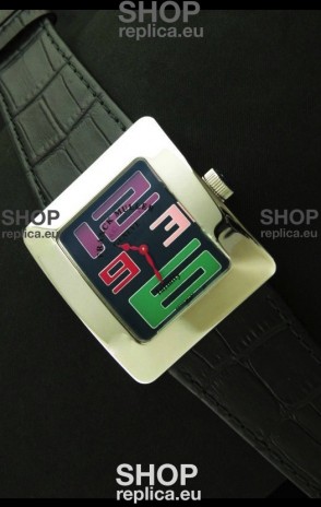Franck Muller Geneve Infinity Japanese Steel Watch in Multi Color Numeral Markers