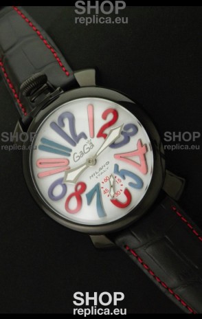 Gaga Milano Italy Japanese Replica PVD Watch in White Dial