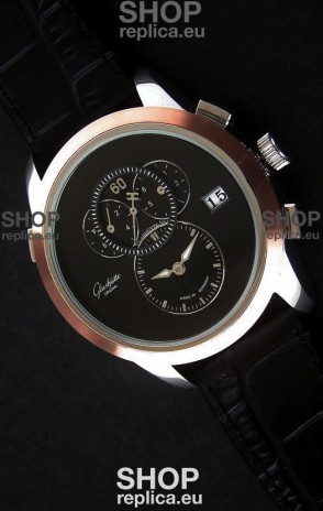 Glashuette ST. Steel Japanese Replica Watch in Black Dial