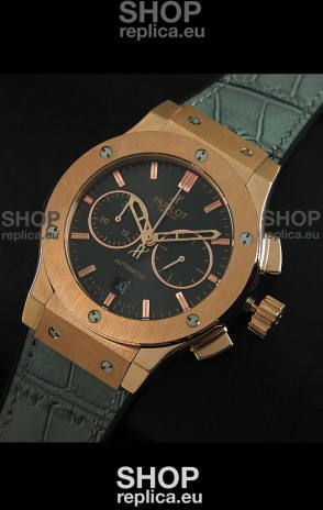 Hublot Big Bang Classic Fusion Swiss Replica Rose Gold Watch in Grey Strap