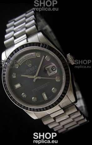 Rolex Day Date 2008 Swiss Replica Watch in Mop Black Dial