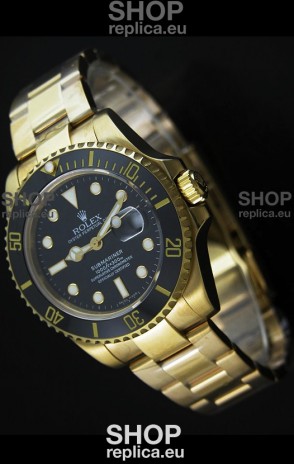 Rolex Submariner Japanese Gold Watch in Black Dial with Ceramic Bezel