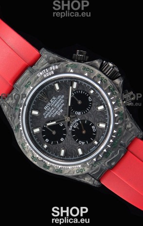 Rolex Daytona DiW Forged Cabon Casing 1:1 Mirror Replica with Red Strap 