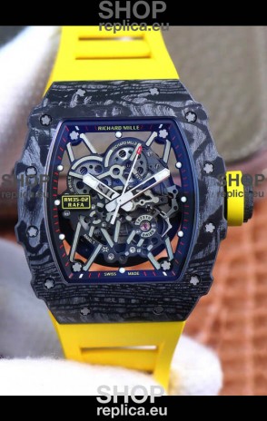 Richard Mille RM35-02 Rafael Nadal Forged Carbon Case with Yellow Strap - 1:1 Super Swiss Quality
