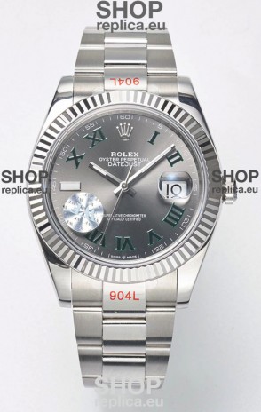 Rolex Datejust Cal.3235 WIMBLEDON Swiss Watch 1:1 Mirror Replica 904L Steel 41MM - Grey Dial 