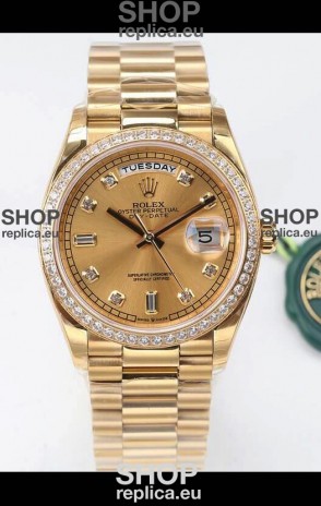 Rolex Day Date Presidential 18K Yellow Gold Watch 36MM - Gold Dial 1:1 Mirror Quality