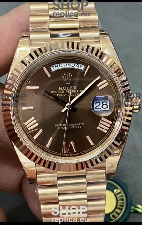 Rolex Day Date Presidential 18K Rose Gold Watch 40MM - Brown Dial 1:1 Mirror Quality