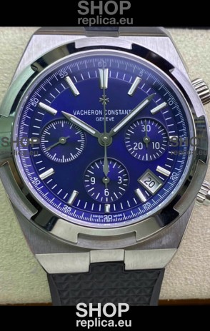 Vacheron Constantin Overseas Chronograph 904L Steel Blue Dial Swiss Replica Watch - Rubber Strap