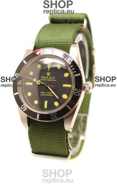 Rolex Submariner Swiss Watch in Green Nylon Strap