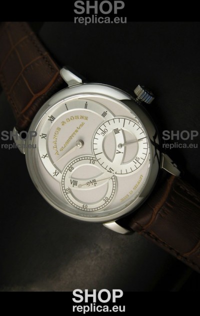 A.Lange & Sohne Dual Sub Dials Japanese Watch Brown Strap
