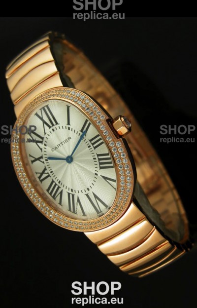 Cartier Baignoire Japanese Replica Watch in Yellow Gold/Diamonds Bezel