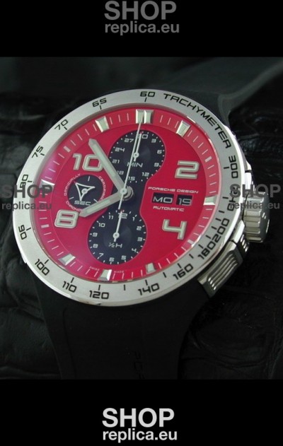 Porsche Design Flat Six P'6340 Swiss Chronograph Watch in Red Dial
