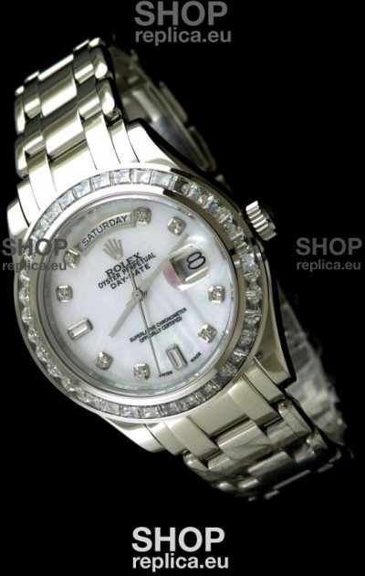 Rolex Oyster Perpetual Day Date Swiss Automatic Watch in Mop White Dial