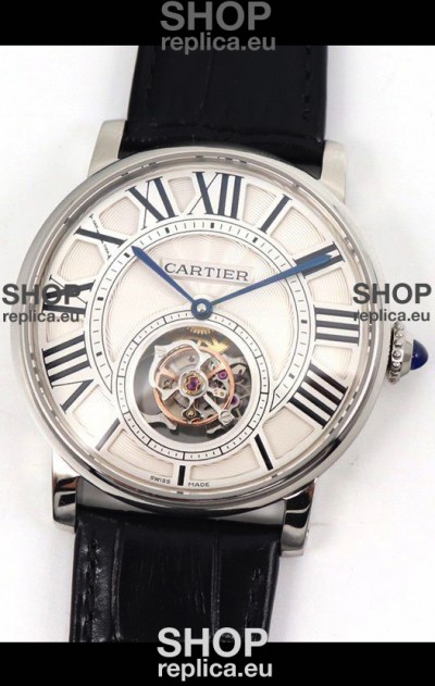 Rotonde De Cartier Flying Tourbillon Swiss Replica Watch in Steel Casing