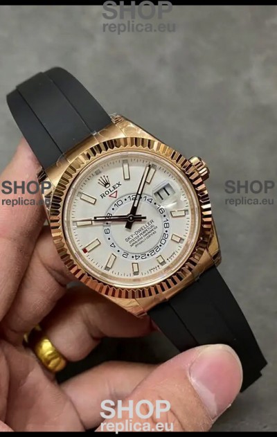 Rolex Sky-Dweller REF# M326235 White Dial Rose Gold Watch in 904L Steel Case 1:1 Mirror Replica